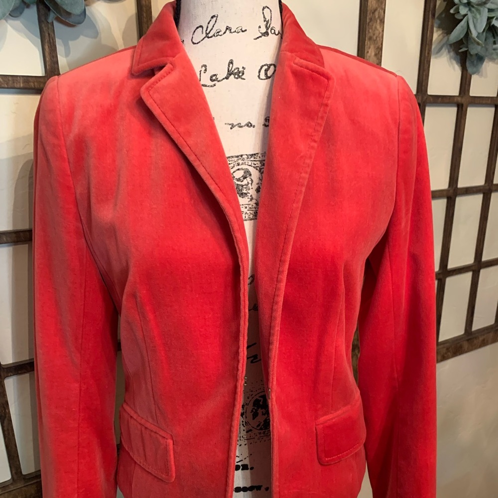 J. Crew coral velvet blazer